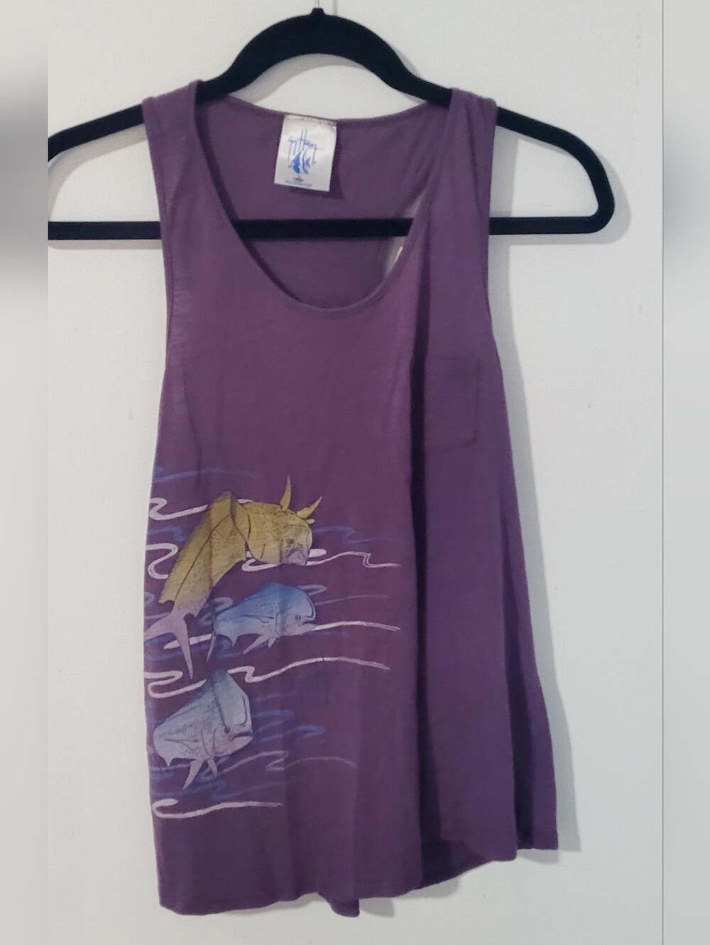 Guy Harvey Purple Tank Top Shirt Juniors Large Teen Tween Cotton Blend